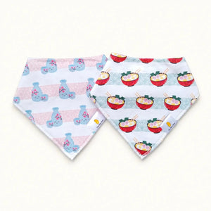 the wee bean organic cotton bib sets in ramen and sake