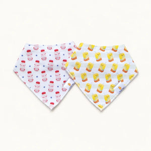 the wee bean organic cotton bib sets in yakult and vita lemon tea