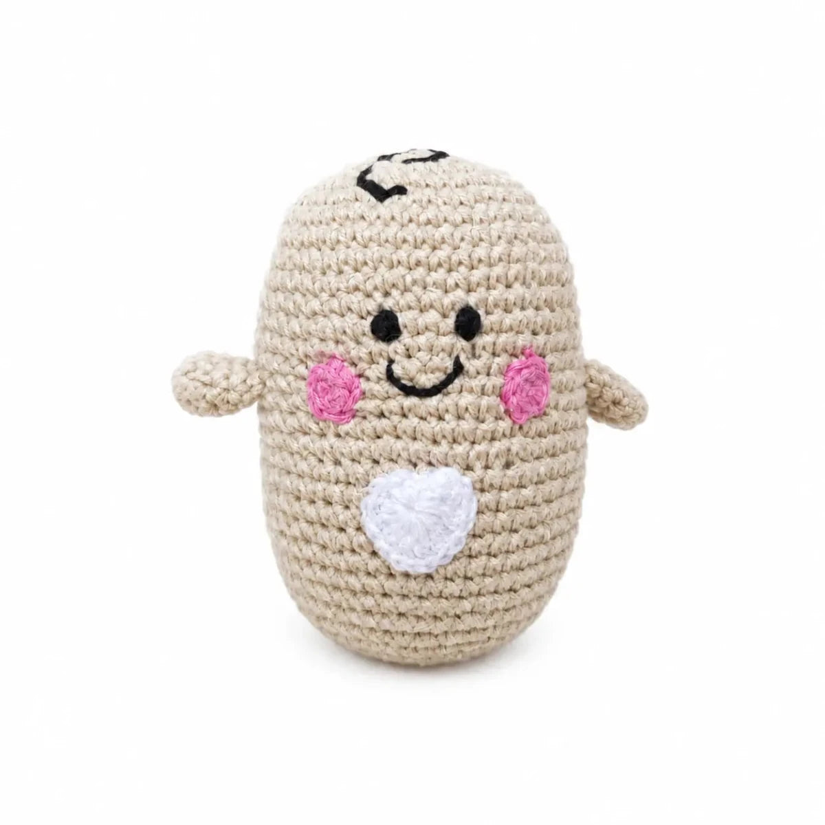 the wee bean handmade organic cotton yarn crochet rattle doll in Bean
