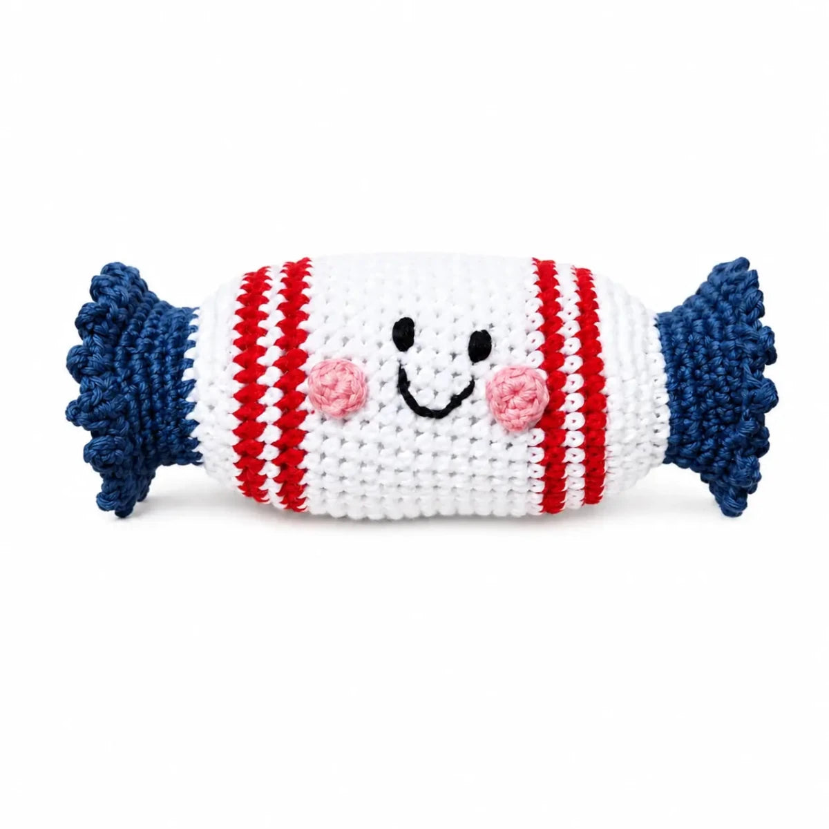 the wee bean white rabbit bunny candy organic cotton yarn rattle doll