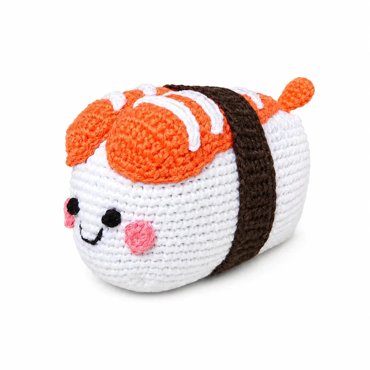 the wee bean handmade crochet doll in ebi shrimp sushi
