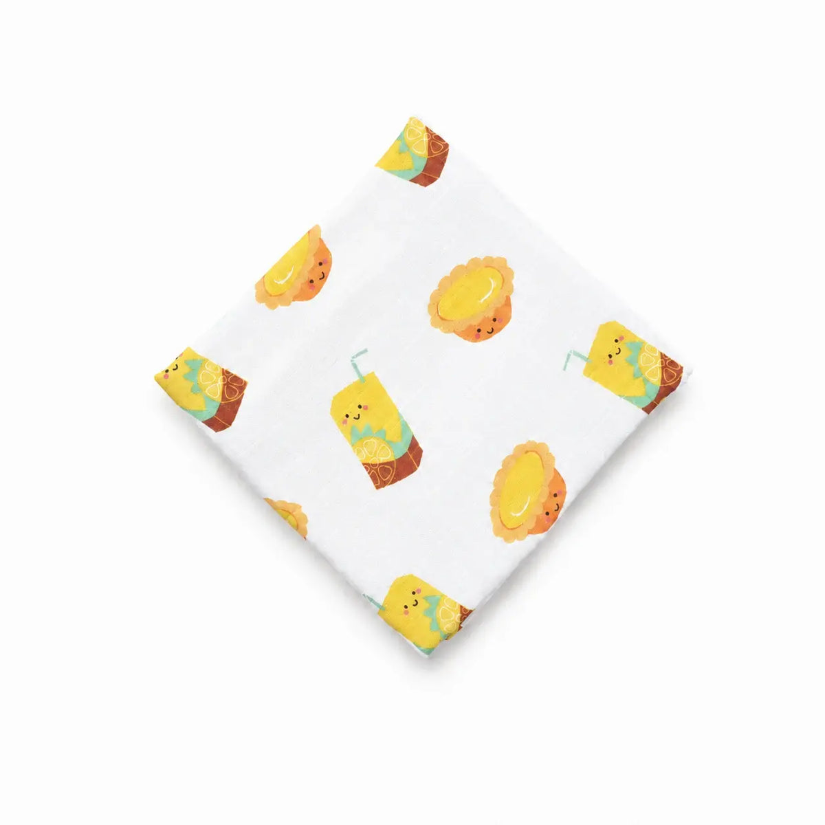 the wee bean organic cotton and bamboo muslin swaddle blanket in egg tart and lemon tea