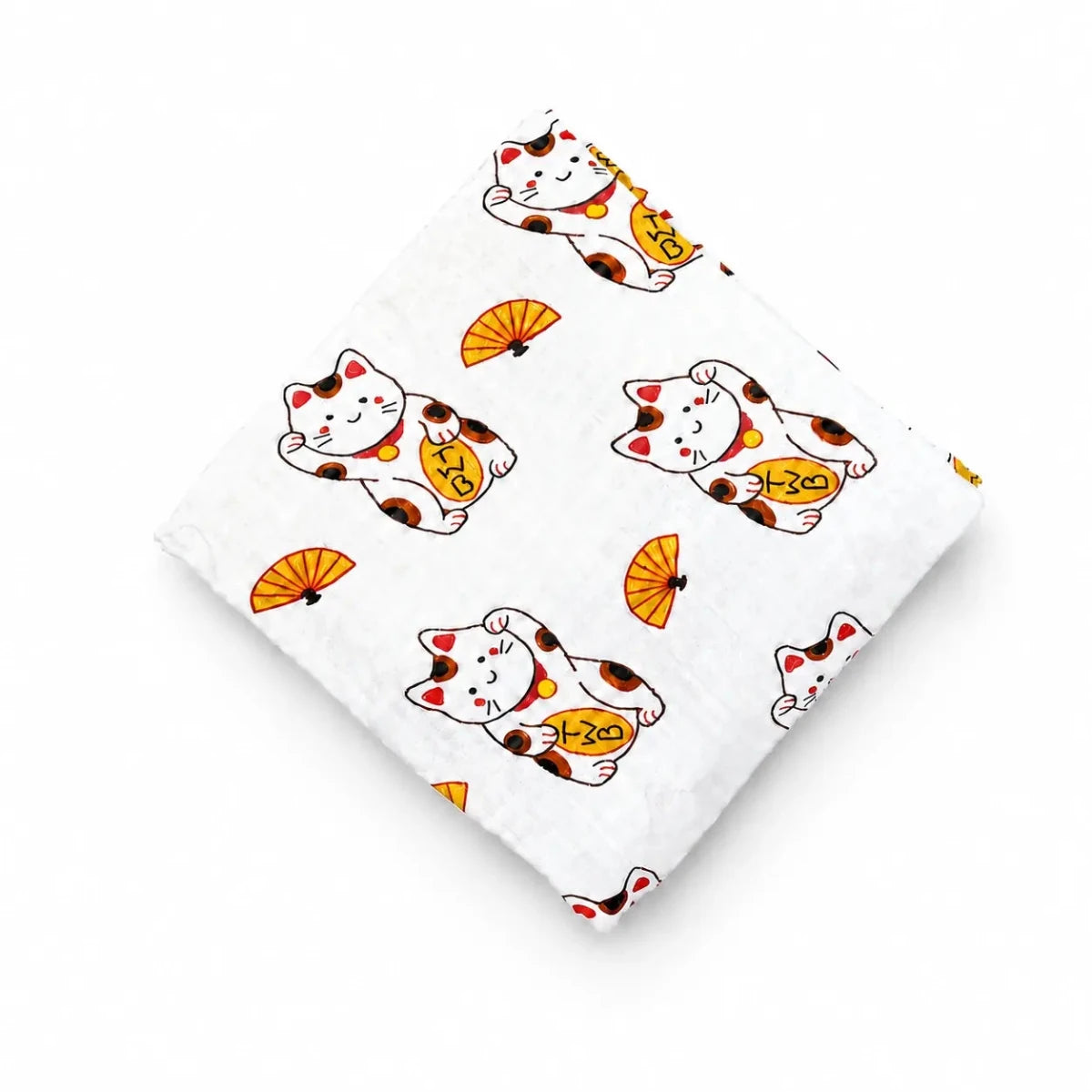 the wee bean organic cotton bamboo super soft swaddle in lucky cat