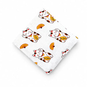 the wee bean organic cotton bamboo super soft swaddle in lucky cat