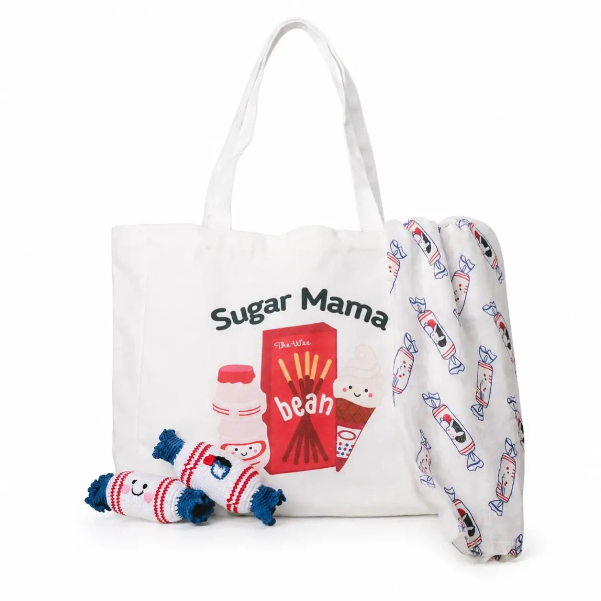 the wee bean eco-friendly reusable canvas tote bags in Sugar Mama