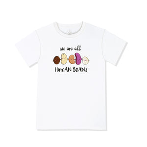 the wee bean organic cotton adult women tee in we are all human beans 