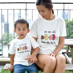 the wee bean mommy and me matching tees in we are all human beans