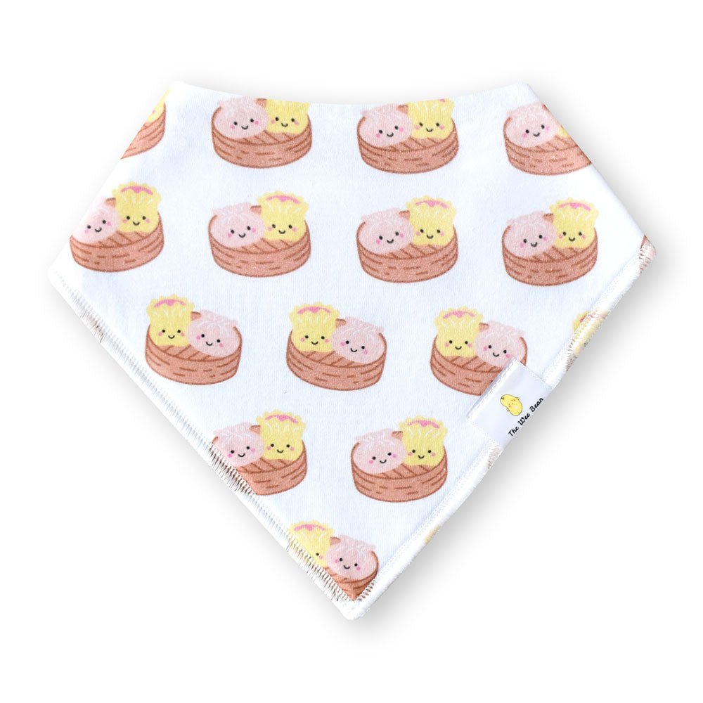 the wee bean organic cotton bandana baby bibs in dim sum hargow siu mai