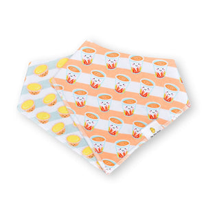 the wee bean organic cotton bandana bib in milk tea and egg tart