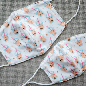 the wee bean organic cotton matching mommy and me organic cotton masks in boba bubble tea