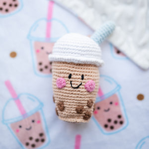 the wee bean pebblechild fair trade handmade boba bubble tea rattle doll for babies and toddlers