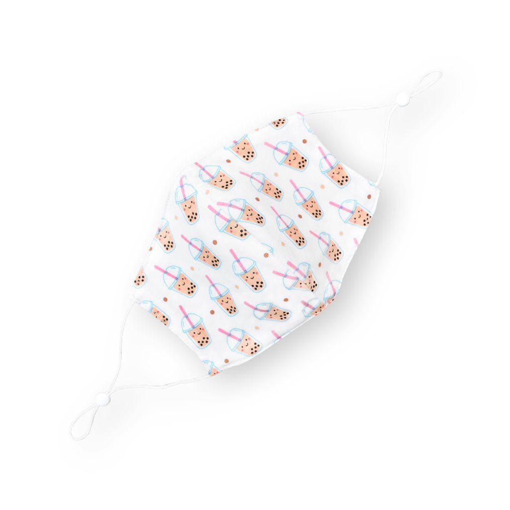 the wee bean charity masks organic cotton filter pocket adjustable straps baby kids dim sum masks boba bubble tea lay flat