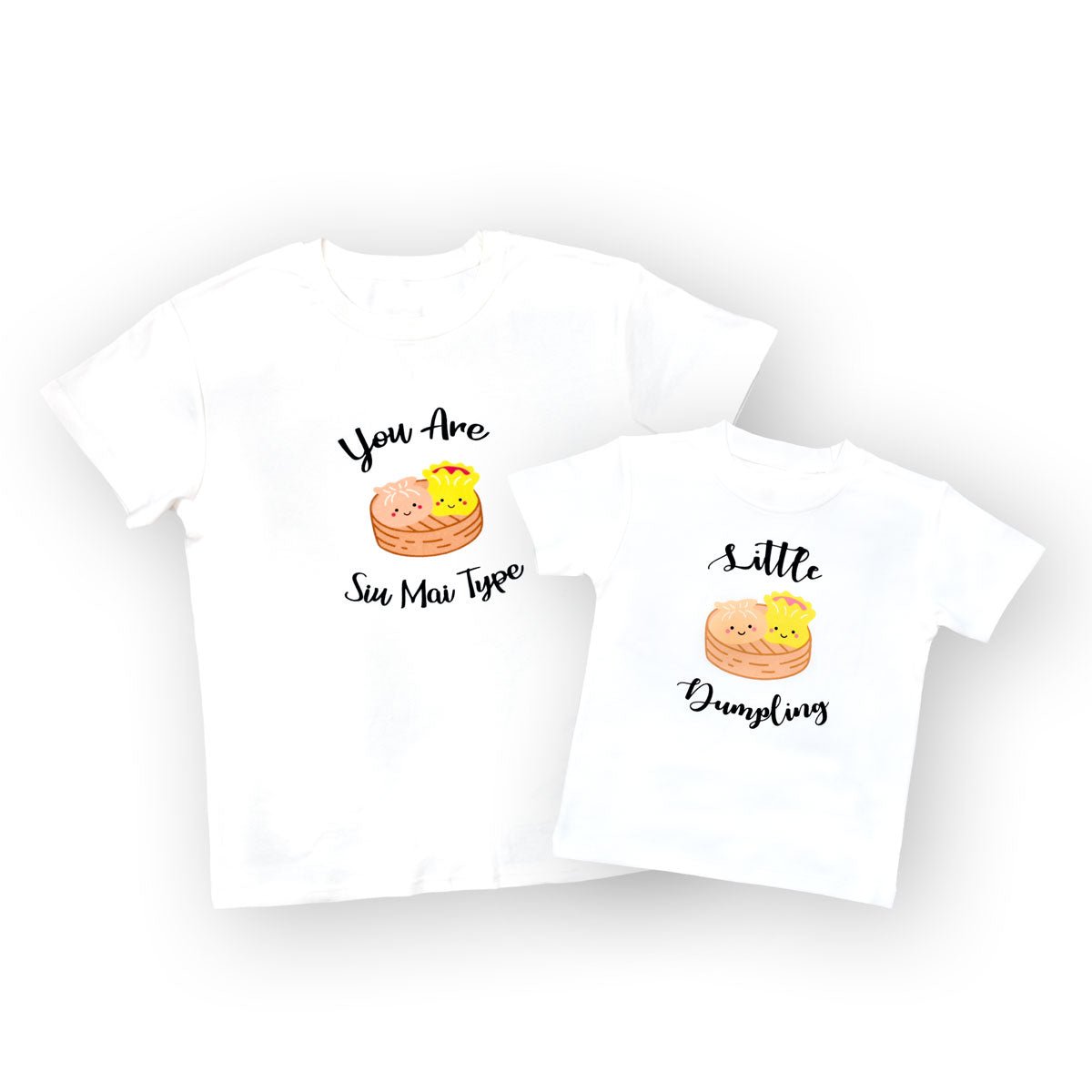 the wee bean organic cotton super soft mommy and me twinning matching t-shirts adult women teen t-shirt in dim sum you are all that and siu mai