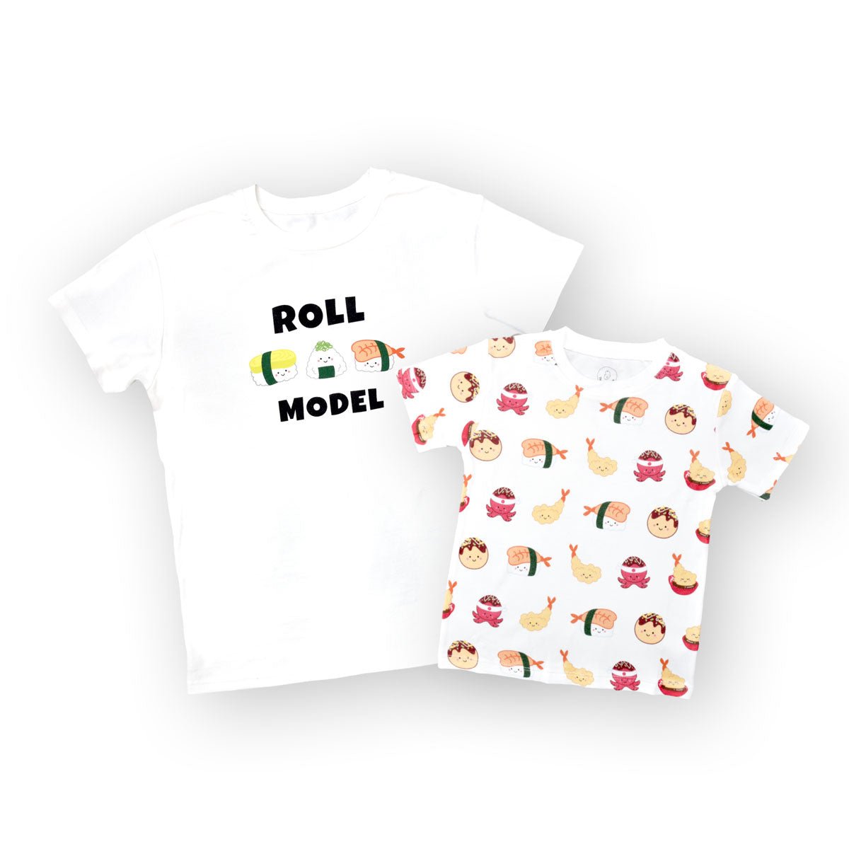 the wee bean organic cotton super soft mommy and me twinning matching t-shirts adult women teen t-shirt in sushi roll model takoyaki