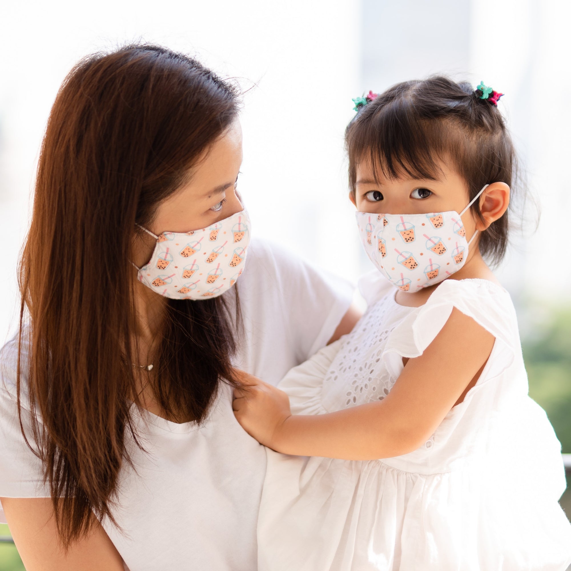 the wee bean charity masks organic cotton filter pocket adjustable straps baby kids dim sum masks boba bubble tea lay flat