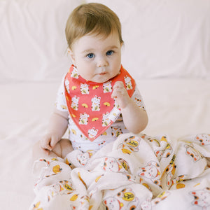 cute baby in the wee bean organic cotton and bamboo lucky cat collection