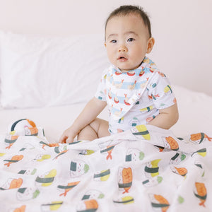 the wee bean organic cotton and bamboo muslin swaddle sushi