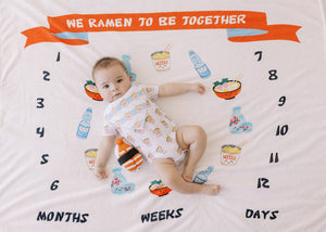 Fleece Milestone Blanket for Baby Photography - We Ramen To Be Together - The Wee Bean