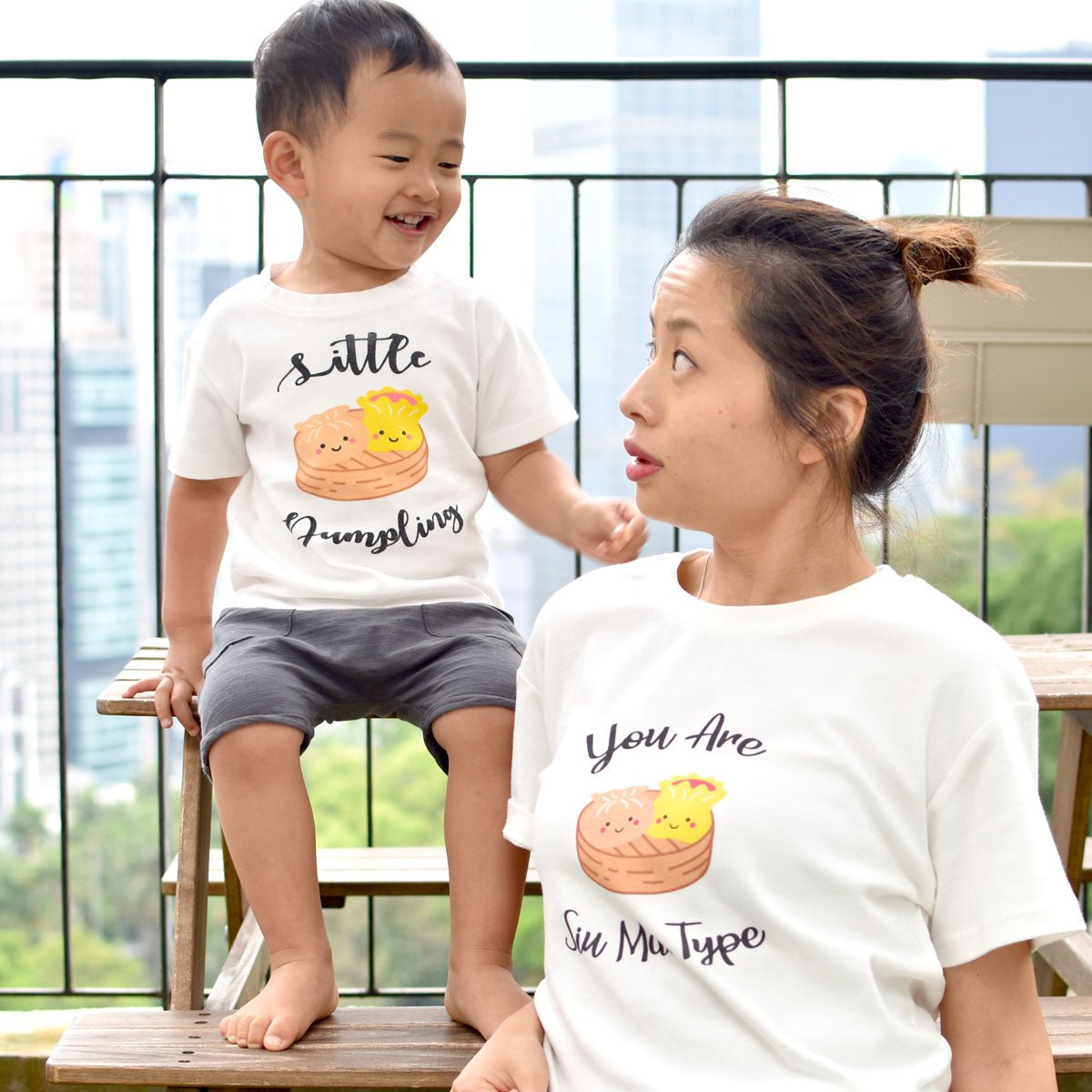 the wee bean organic cotton super soft mommy and me twinning matching t-shirts adult women teen t-shirt in dim sum you are all that and siu mai