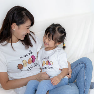 mommy and me matching the wee bean t-shirts in we are all human beans