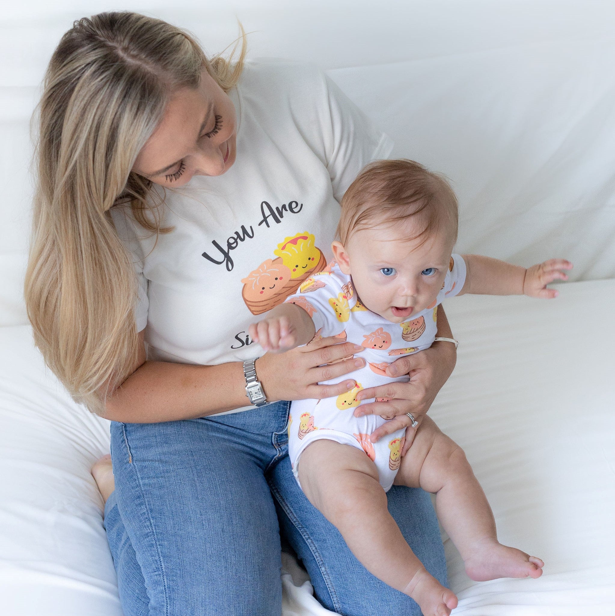 the wee bean mommy and me matching organic cotton t-shirts in little dumpling