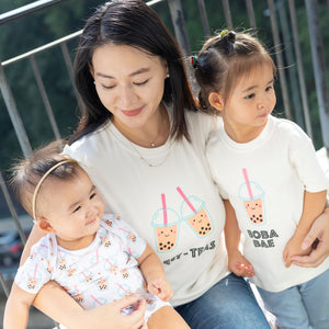 Mommy & Me Set Organic Cotton T-Shirt + Onesie - Boba - The Wee Bean