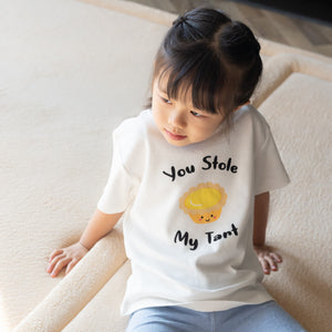 the wee bean organic cotton kids t-shirt in you stole my tart egg tart