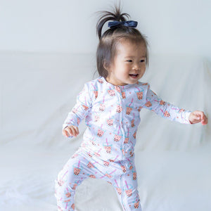 the wee bean organic bamboo super soft reversible zipper pajamas in boba