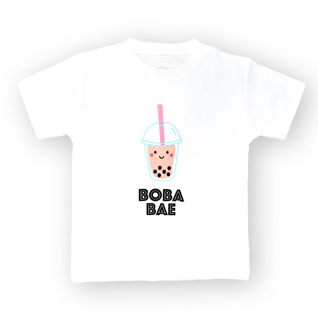 the wee bean organic cotton kids tee t-shirt in boba bae