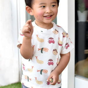cute baby in the wee bean organic cotton tee t-shirt in izakaya tempura takoyaki and sushi