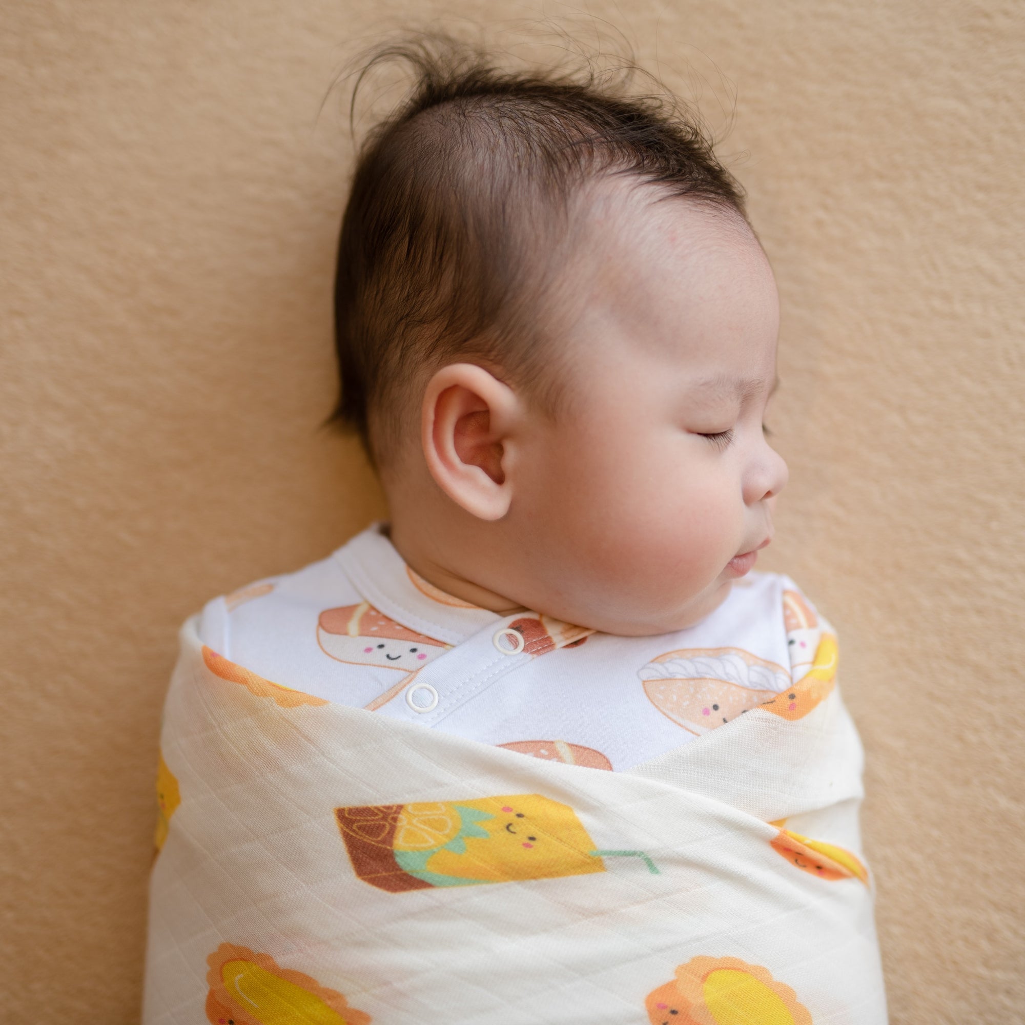 the wee bean super soft and extra large size organic cotton and bamboo swaddle in vita lemon tea and egg tart